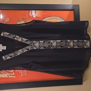 Carmen Marc Valvo Black Top with Gold Embellishments Size Large